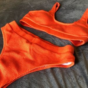 Orange Fabric High Waisted Bikini